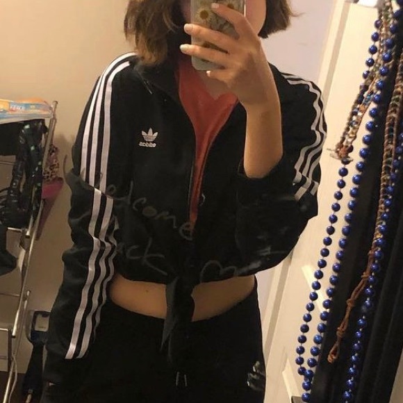 Black Adidas Front Tie Track Jacket - Picture 5 of 5